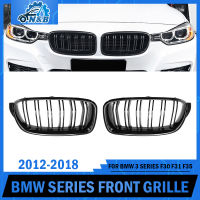 1คู่สีดำเงา ABS Double Slat ลวด Grille ด้านหน้ารถกันชน Kidney Grille สำหรับ BMW 3 Series F30 F31 F35 2012-2018