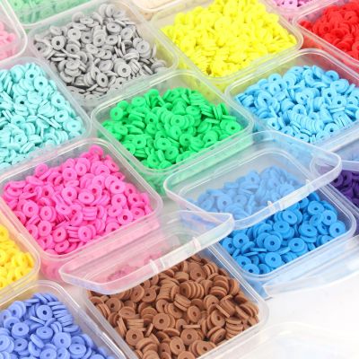 1Box 6mm Recyclable Polymer Clay Disc Loose Charms Beads Boho 34 Colors Wristband Handmade Spacer Beads For Jewelry Making