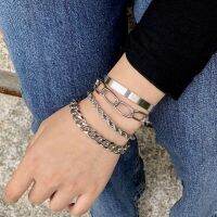 4PcsSet Cuban celet Set Chunky Punk celets Exaggeration Twisted Rope Simple Hip Hop Miami Bangles