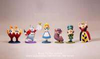 โมเดลของเล่นคอลเลกชั่นรูปแกะสลักสำหรับเด็ก Disney Alice ในแดนมหัศจรรย์6ชิ้น/เซ็ต5ซม. โมเดลตุ๊กตาขยับแขนขาได้ของตกแต่งขนาดเล็กอะนิเมะ