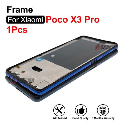 สำหรับ Poco X3pro X3โปรเฟรมกลาง + ปุ่มด้านข้างและชิ้นส่วนอะไหล่ฝาปิดช่องด้านหลัง