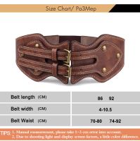 Vintage Belt All-match Womens Coat Belt Coat Belt Leather Belt Wide Double-pin Buckle Belt Horseskin Belt