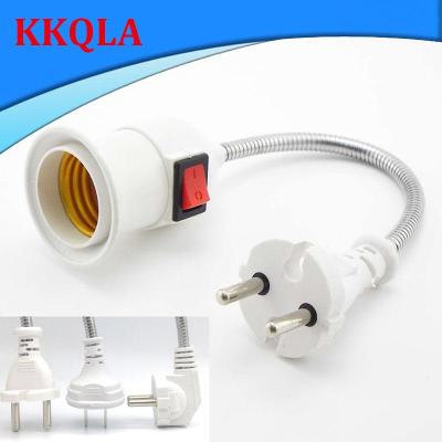 QKKQLA 110V-220V LED Lamp Base Holder Light Socket Bulb Power E27 Socket With Switch EU US Plug Energy Saving Lampada Table
