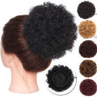 Afro Hair Bunสูงพัฟสั้นผมหยิกวิกผมปลอมสายรัดที่ยืดผมผมหยิกBun