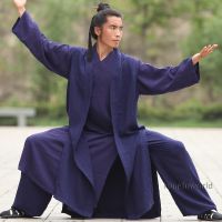 25 Colors Linen 3 Pieces Wudang Taoist Shaolin Monk Robe Tai Chi Kung Fu Suit Martial Arts Wing Chun Uniforms