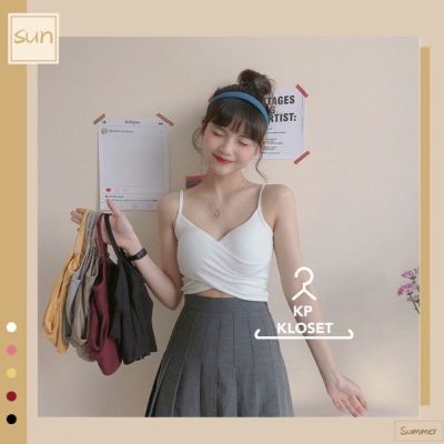 KP KLOSET - เสื้อครอปสายเดี่ยว หน้าไขว้ | K01