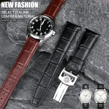 MERJUST 20mm 21mm 22mm Green Black Nylon Leather Watch Strap
