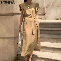 VONDA ชุดเดรสผู้หญิง เดรสแฟชั่นผู้หญิง เดรสแขนสั้นผญ ดีไซน์สวย ใส่สบาย (ไซส์S-5XL (สไตล์ลำลองเกาหลี)