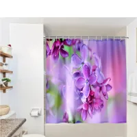 Flower Shower Curtain with 12 Hooks Waterproof Bathroom Cloth Bath Screen Decorations Home Hanging Ornament Decor