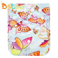 Dotoo Color Butterfly Washable Adjustable Pocket Diaper Double Row Snaps Cloth Nappy For 3-15KG Baby Cloth Diapers