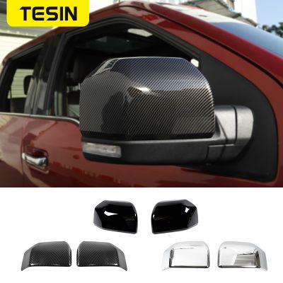 TESIN ABS Carbon Fiber Car Exterior Rearview Mirror Decoration Cover Trim Stickers Accessories For Ford F150 2015 Up Car Styling