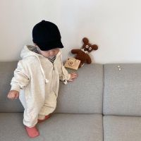 Unisex Baby Autumn And Winter Korean Zipper Hooded Jumpsuit