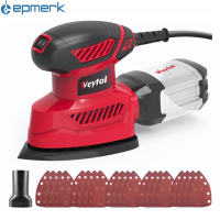 [electronicshop]Detail Sander 13500RPM Compact Electric Sandder 20Pcs Sandpapers Dust Collection Port เชื่อมต่อกับเครื่องดูดฝุ่นเชื่อมต่อท่อขัดสำหรับพื้นที่แคบ DIY ตกแต่ง