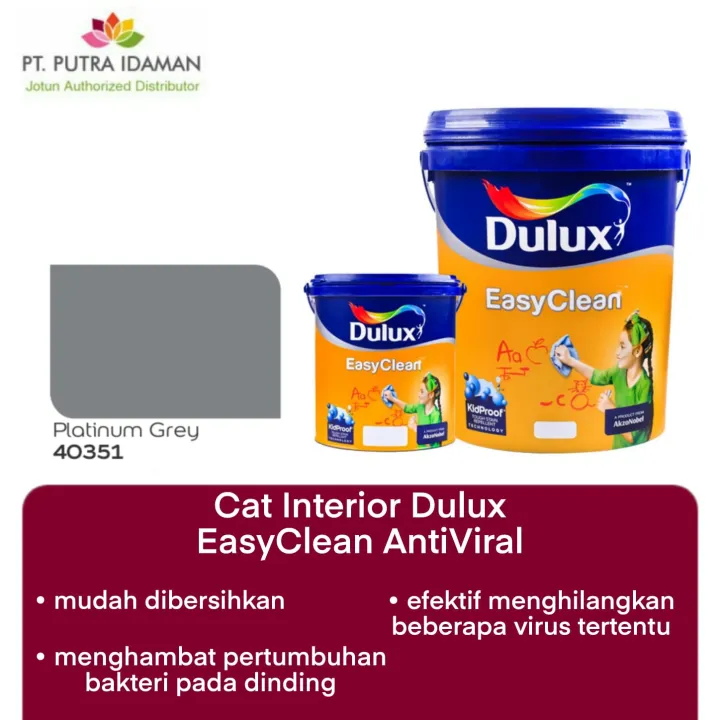 Cat Tembok Interior Dulux Easy Clean Anti Viral Platinum Grey 40351