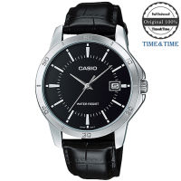 Time&amp;Time นาฬิกา CASIO Standard นาฬิกาข้อมือผู้ชาย สีดำ สายหนัง รุ่น MTP-V004L-1AUDF (CMG)