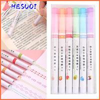 HESUOI 6PCS กราฟฟิตี เครื่องเขียนศิลปะ สีสันสดใส เส้นโค้งเส้น ไฮไลท์เน้นข้อความ ดอกไม้-รูปร่าง ปากกามาร์กเกอร์ ปากกาเน้นข้อความโค้ง หลายรูปทรง รวมแบบบูรณาการ