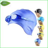 Free shipping SHG02 one Swimming Goggles + one swimming cap /set  goggles Waterproof   pure silicone ear swimming cap Goggles