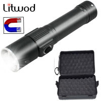 Powerful T6 LED Flashlight USB Rechargeable Tail Magnet LED Zoom Flashlight Aluminum Waterproof 18650 Battery Gift Bo. Lithood