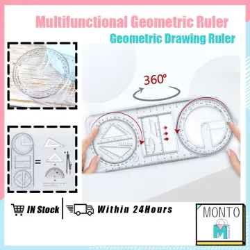 4Pcs Multifunctional Geometric Ruler Measuring Drawing Ruler
