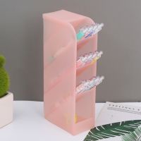 【CW】❀  Oblique plug-in pen plastic transparent frosted multi-grid student case desktop makeup brush storage box