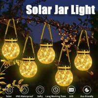 Outdoor Solar Lanterns Glass Globe Lantern Hemp Rope Hanging Tree Lantern Waterproof Garden Landscape Light Wishing Light Decor Outdoor Lighting