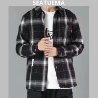 เสื้อ SEATUEMA เสื้อผ้าทำงานลำลองแขนสั้นผ้าไอซ์ซิลค์สำหรับผู้ชายฤดูร้อน