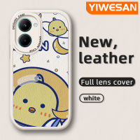 YIWESAN เคสสำหรับ Realme C33ลายการ์ตูนน่ารักนาซ่าลูกเจี๊ยบอวกาศนักบินอวกาศดีไซน์ใหม่โทรศัพท์นุ่มหนังฝาปิดเลนส์กล้องบางเคสป้องกันเคสกันกระแทก