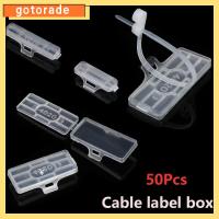 GOTORADE 50Pcs ลวด โปร่งใส ป้ายแสดงผล เครื่องมือมาร์กเกอร์ เคเบิ้ลไทร์ กล่องแท็ก ฉลากสายเคเบิล แท็กประจำตัว ออแกไนเซอร์ไฟเบอร์