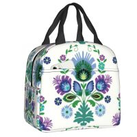 Polish Folk Flowers Print Lunch Bag for Women Waterproof Poland Floral Cooler Thermal Insulated Lunch Box Kids School Food Bags