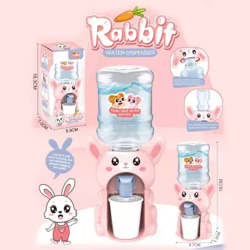 Mini Water Dispenser Children Gift Cute Cold/warm Water Juice Milk Dispenser  Simulation Cartoon Kitchen Toy (red Bear)