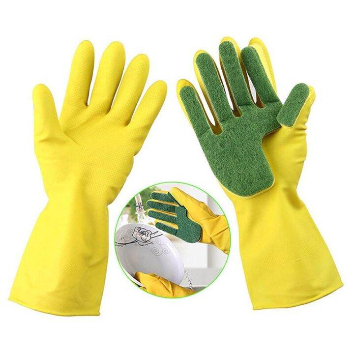 1-pair-gloves-kitchen-cleaning-glove-dish-washing-reusable-scouring-pad-sponge-finger-latex-gloves-25-safety-gloves