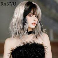 【LZ】▩℡✢  RANYU Silver gray powder female daily role-playing synthetic curly wig fluffy bangs heat-resistant Lolita wig