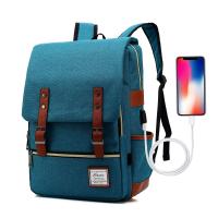 【jw】❁♀ Mochila escolar de grande capacidade para homens e mulheres lona multifuncional moda viagem mochila portátil vintage com USB