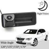 Kamera Spion ฟิชอาย CCD HD AHD สำหรับ Skoda MK2ชั้นเยี่ยม2008 2009 2010 2011 2012 2013 2014ที่จับท้ายรถ