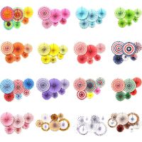 MA1MBB 6pcs/set Paper Fan Flowers Wedding Baby Birthday Party Decor Decorations for Christmas festival scene Hanging ornaments