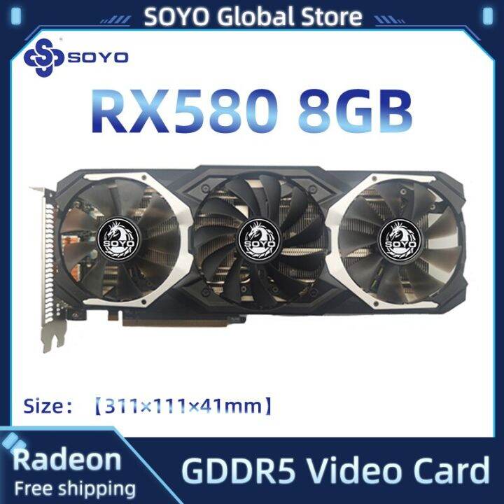 1 SOYO AMD RX580 8GB 2048SP Gaming Graphics Card GDDR5 256Bit PCI ...