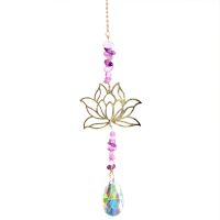 Garden Wind Chime Crystal Sun Catcher Natural Stone Amethyst Lotus Wind Spinner Home Decor