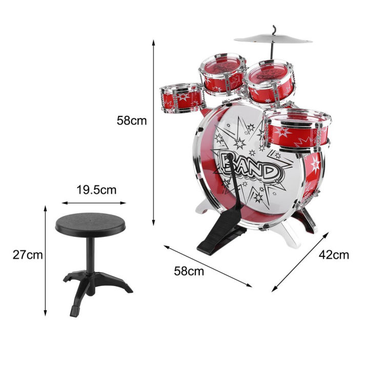 drum-big-size-5pcs-กลองชุด-กลองชุดใหญ่-กลองเด็ก-กลองชุด-และเก้าอี้-สำหรับเด็ก-พร้อมเก้าอี้-มี-2สี-กลองใหญ่-เครื่องดนตรี-มีเก็บเงินปลายทาง