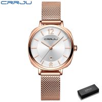 CRRJU Women Watch Casual Fashion Gold Stainless Steel Mesh Band Waterproof Quartz Watch 2169