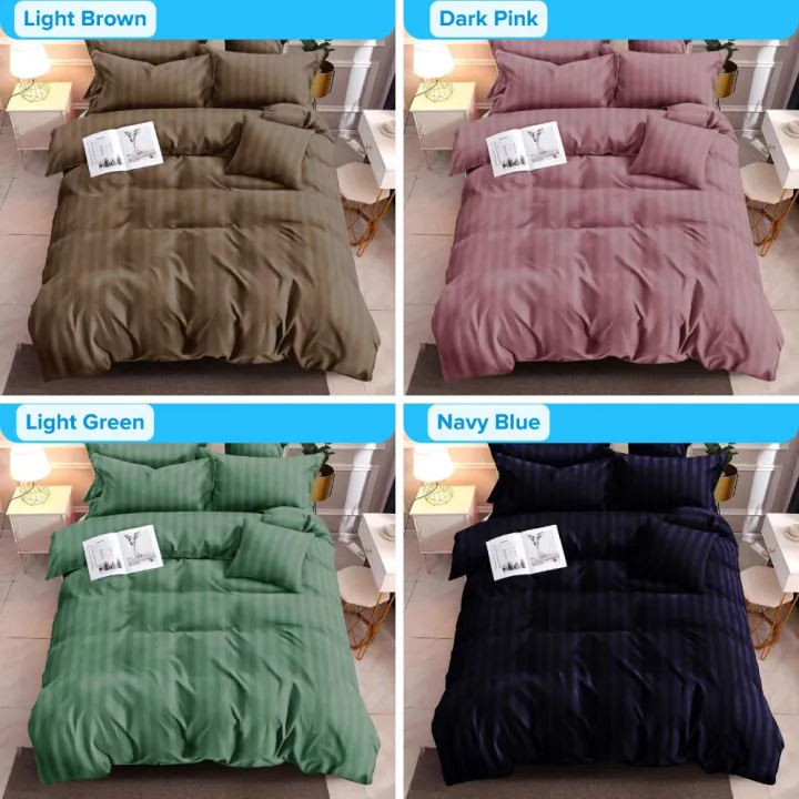 (7 Stripe Design) 3 in 1 Canadian Cotton Bedding Set Lazada PH