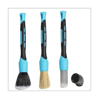 3Pcs Auto Detail Brush Kit, Soft Car Detail Brushes for Cleaning Interior Upholstery, Air Vents, Wheels, Leather