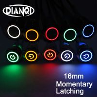 16mm Waterproof Metal Push Button car Switch LED light 3V 5V 6V 12V 24V 110V 220V RED BLUE GREEN YELLOW white Self-locking reset