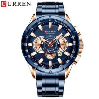 ⌚CURREN ใหม่8363นาฬิกาสำหรับผู้ชายนาฬิกาโครโนกราฟ สปอร์ตลำลองนาฬิกาเป็นทางการสุดหรูเหล็กเต็มรูปแบบนาฬิกาข้อมือผู้ชาย Relogio Masculino