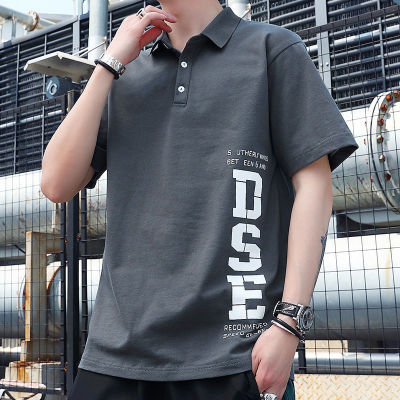 เสื้อยืดแขนสั้นคอโปโลผู้ชาย,เสื้อยืด2023เสื้อโปโลผู้ชายเทรนด์ฉบับภาษาเกาหลีท่อนบนแบบขยายขยาด