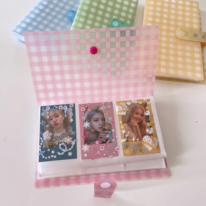 ins-kpop-photocard-holder-book-korean-photo-card-holder-kawaii-photo-album-plaid-idol-photo-album-card-collect-book