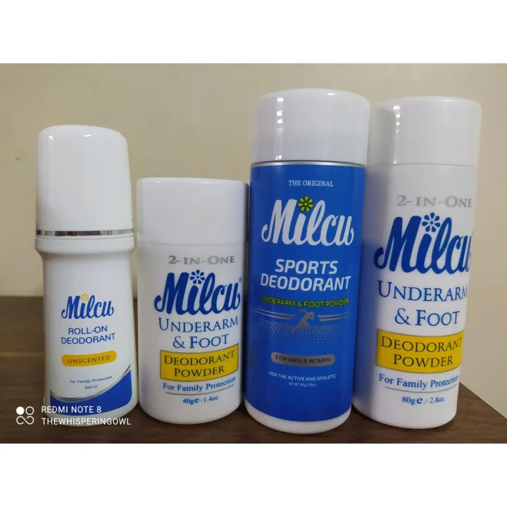 Milcu Underarm Foot Deodorant Powder 40g 80g Roll On 50mL Sports 80g