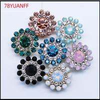 78YUANFF 10PCS 14mm หัตถกรรม รูปดอกไม้ ก้นเหล็ก ตกแต่งเสื้อผ้า หินแก้วคริสตัล ปุ่ม Rhinestone เครื่องประดับหมวก