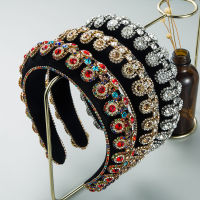 Baroque Color Rhinestone Headband Sponge Luxury Hair band Heavy Full Diamond Crystal Korean Hair Accessories For Women