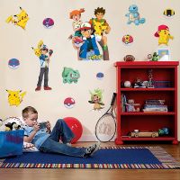 ♂❍ 3D Wall Stickers Pokemon Pikachu Wallpaper Childrens Room Cartoon Self-Sticking Pokbaby Decoration Pet Elf Treasure Dream Toy