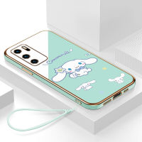 เคส oppo a16s กรอบสีทองชุบด้วยไฟฟ้า รวมทุกอย่าง ฝาหลัง วัสดุ TPU ป้องกันการหล่น ป้องกันการชนกัน กันน้ำ สายรัดข้อมือการ์ตูนน่ารัก เคสโทรศัพท์มือถือ